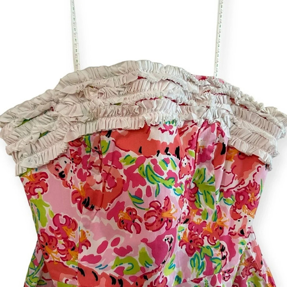 ••SOLD•• Lilly Pulitzer Ferra Call Me Kitty Sz 4 Strapless Dress Ruffle Tiger - Picture 3 of 6